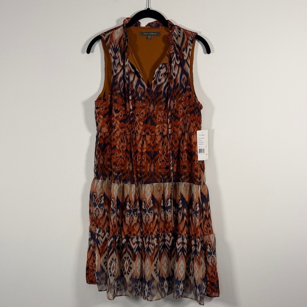 NWT Julia Jordan Orange and Blue Floral Mini Dress